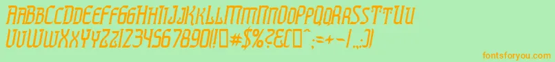 フォントPresidenteTequilaItalic – オレンジの文字が緑の背景にあります。