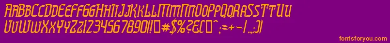 PresidenteTequilaItalic-Schriftart – Orangefarbene Schriften auf violettem Hintergrund