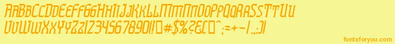 PresidenteTequilaItalic-Schriftart – Orangefarbene Schriften auf gelbem Hintergrund