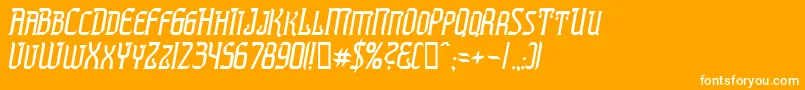 PresidenteTequilaItalic-Schriftart – Weiße Schriften auf orangefarbenem Hintergrund