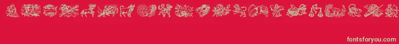Fonte Jahreskreis – fontes verdes em um fundo vermelho