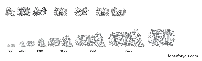 Размеры шрифта Jahreskreis (106821)