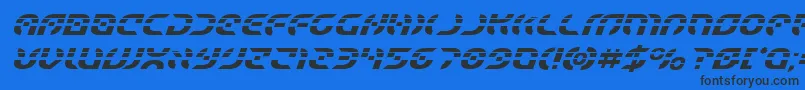 フォントStarfighterlaserital – 黒い文字の青い背景