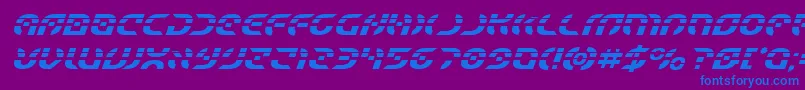 Starfighterlaserital-Schriftart – Blaue Schriften auf violettem Hintergrund