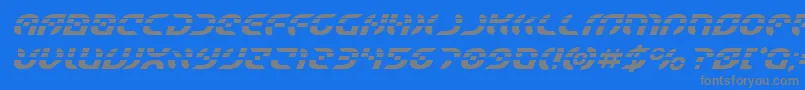 フォントStarfighterlaserital – 青い背景に灰色の文字