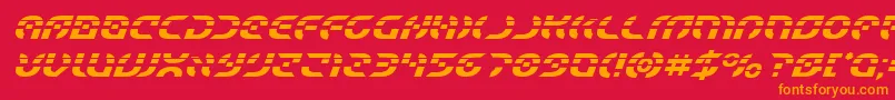 フォントStarfighterlaserital – 赤い背景にオレンジの文字