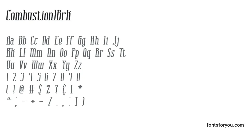 Czcionka CombustionIBrk – alfabet, cyfry, specjalne znaki