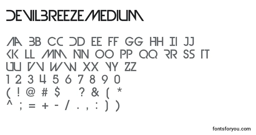 Czcionka DevilBreezeMedium – alfabet, cyfry, specjalne znaki