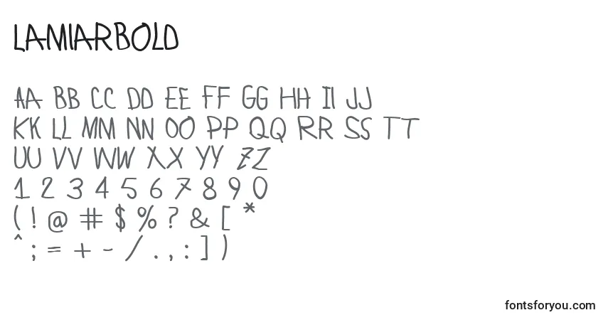 A fonte LamiarBold – alfabeto, números, caracteres especiais