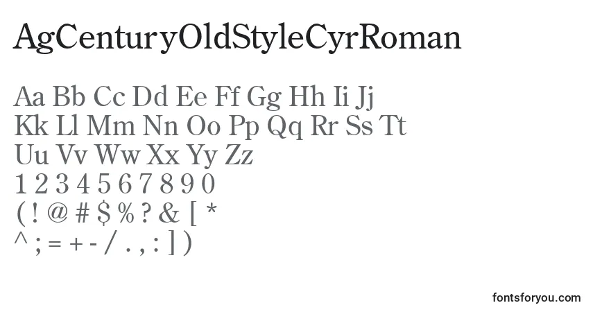 A fonte AgCenturyOldStyleCyrRoman – alfabeto, números, caracteres especiais