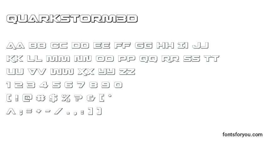 Czcionka Quarkstorm3D – alfabet, cyfry, specjalne znaki