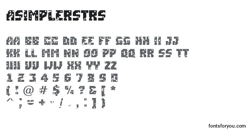 A fonte ASimplerstrs – alfabeto, números, caracteres especiais