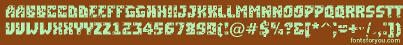 フォントASimplerstrs – 緑色の文字が茶色の背景にあります。
