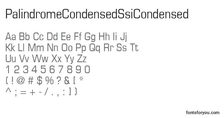 A fonte PalindromeCondensedSsiCondensed – alfabeto, números, caracteres especiais