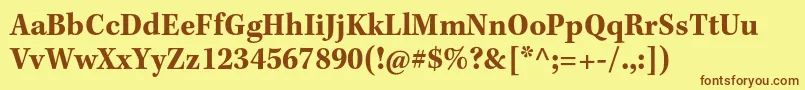 Fonte KeplerstdBoldscncapt – fontes marrons em um fundo amarelo