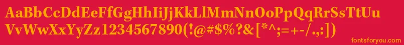 KeplerstdBoldscncapt-Schriftart – Orangefarbene Schriften auf rotem Hintergrund