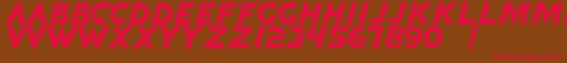 フォントQuickArgani – 赤い文字が茶色の背景にあります。