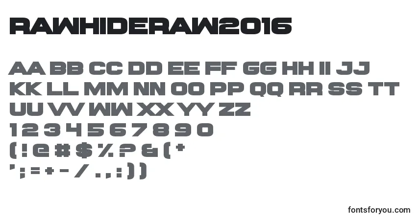Schriftart RawhideRaw2016 – Alphabet, Zahlen, spezielle Symbole