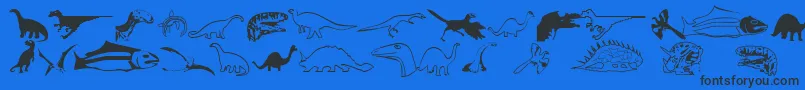 Dinosfnt-Schriftart – Schwarze Schriften auf blauem Hintergrund