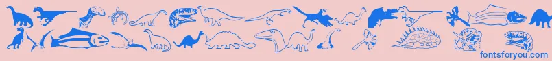 フォントDinosfnt – ピンクの背景に青い文字