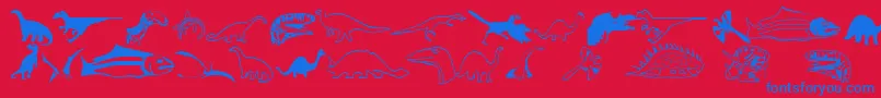 Czcionka Dinosfnt – niebieskie czcionki na czerwonym tle