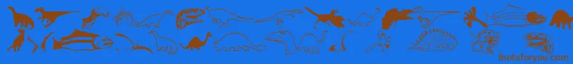 Dinosfnt-Schriftart – Braune Schriften auf blauem Hintergrund