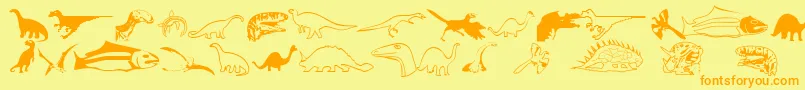 Fonte Dinosfnt – fontes laranjas em um fundo amarelo