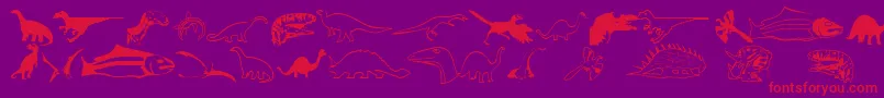 Dinosfnt-Schriftart – Rote Schriften auf violettem Hintergrund