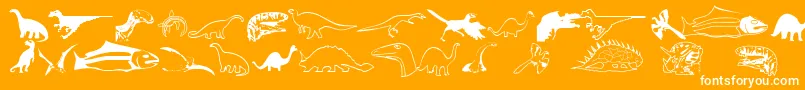 Dinosfnt-Schriftart – Weiße Schriften auf orangefarbenem Hintergrund