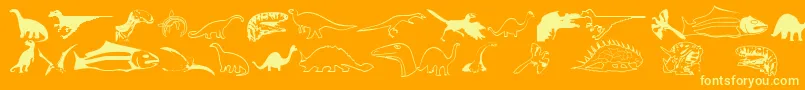 Dinosfnt-Schriftart – Gelbe Schriften auf orangefarbenem Hintergrund