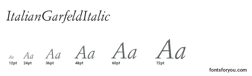Размеры шрифта ItalianGarfeldItalic