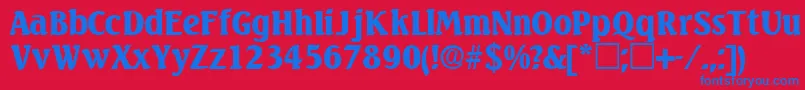 VariodisplaysskRegular-Schriftart – Blaue Schriften auf rotem Hintergrund