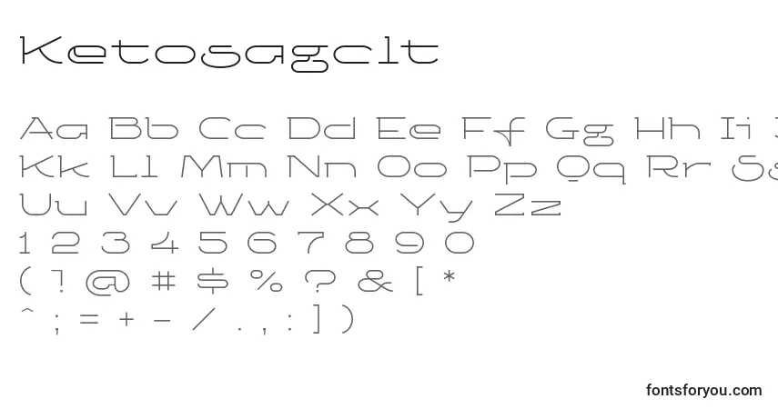 Schriftart Ketosagclt – Alphabet, Zahlen, spezielle Symbole