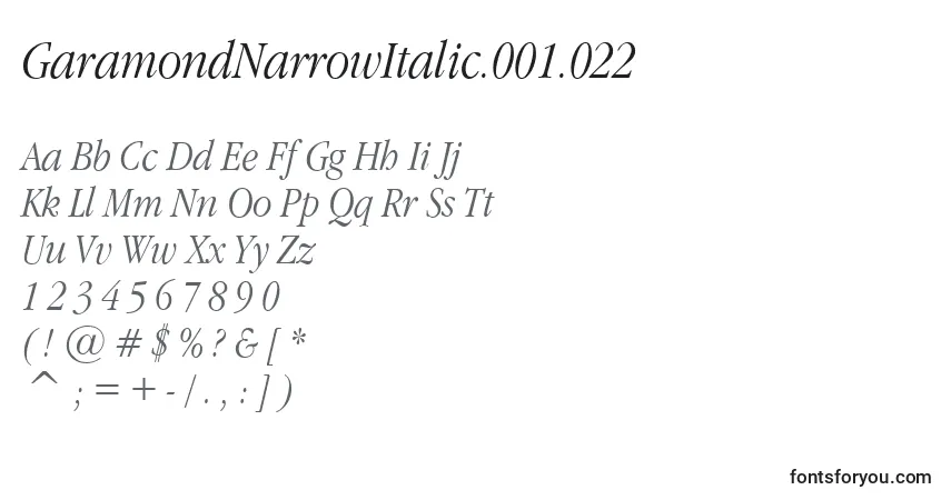 GaramondNarrowItalic.001.022-fontti – aakkoset, numerot, erikoismerkit