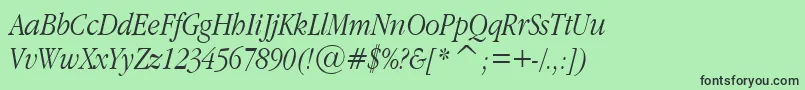 GaramondNarrowItalic.001.022 Font – Black Fonts on Green Background