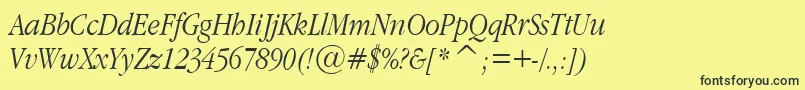 GaramondNarrowItalic.001.022 Font – Black Fonts on Yellow Background