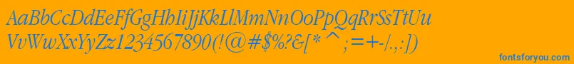 GaramondNarrowItalic.001.022 Font – Blue Fonts on Orange Background