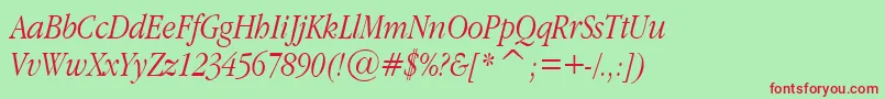 GaramondNarrowItalic.001.022 Font – Red Fonts on Green Background