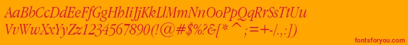 GaramondNarrowItalic.001.022 Font – Red Fonts on Orange Background