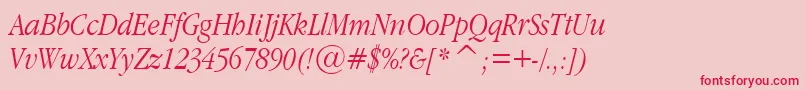 GaramondNarrowItalic.001.022 Font – Red Fonts on Pink Background