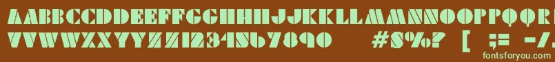 フォントViking ffy – 緑色の文字が茶色の背景にあります。