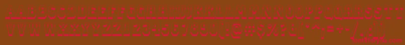 フォントACampusprspdnsh – 赤い文字が茶色の背景にあります。