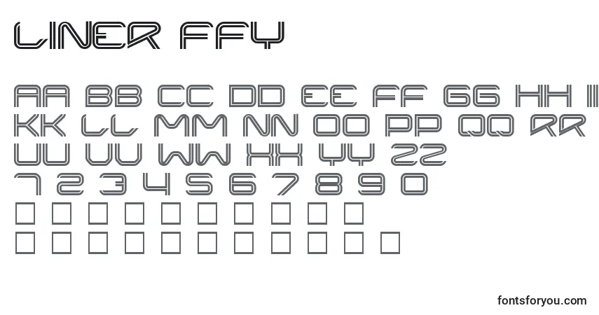 A fonte Liner ffy – alfabeto, números, caracteres especiais