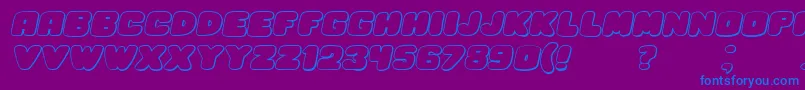 フォントHesitationShadowItalic – 紫色の背景に青い文字