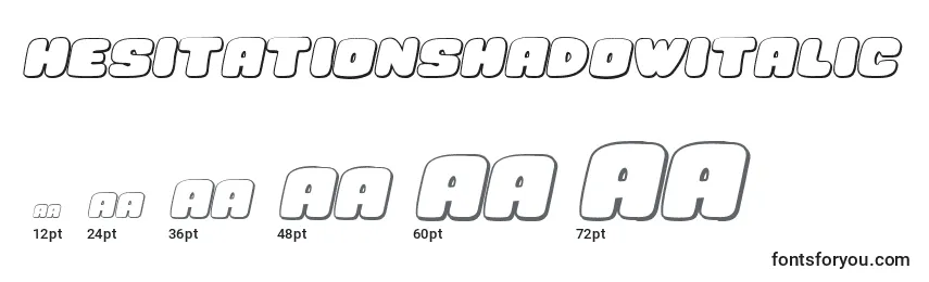 HesitationShadowItalic Font Sizes