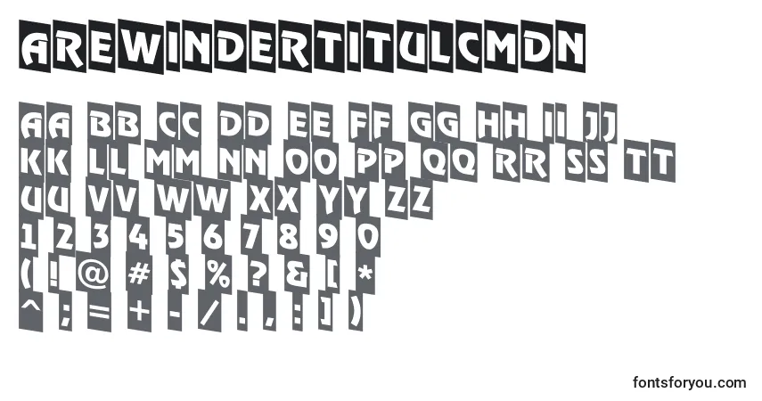 A fonte ARewindertitulcmdn – alfabeto, números, caracteres especiais