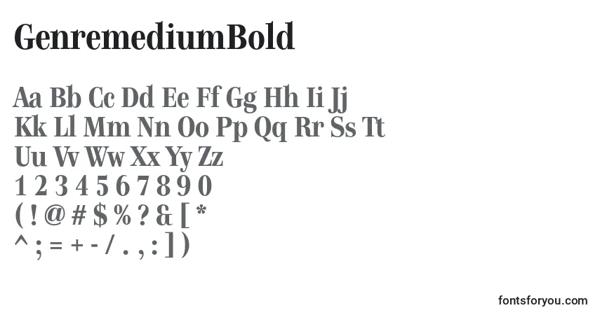 Czcionka GenremediumBold – alfabet, cyfry, specjalne znaki