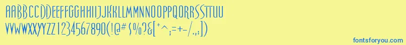 SpellboundRegular-Schriftart – Blaue Schriften auf gelbem Hintergrund