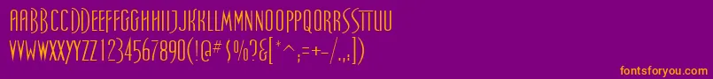 SpellboundRegular-fontti – oranssit fontit violetilla taustalla