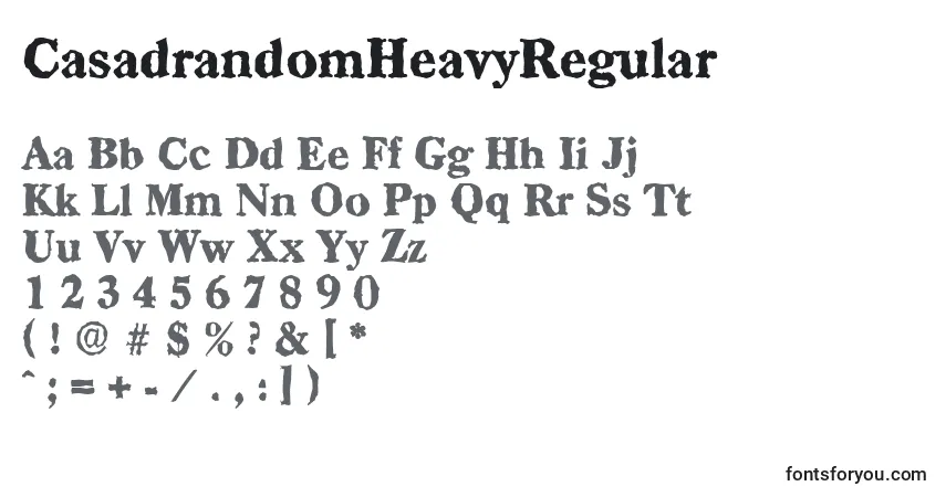 Czcionka CasadrandomHeavyRegular – alfabet, cyfry, specjalne znaki